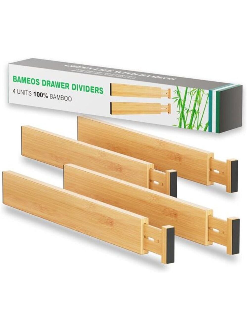 Bamboo Drawer Dividers Expandable Kitchen Utensil Organizer Dresser Office Bathr